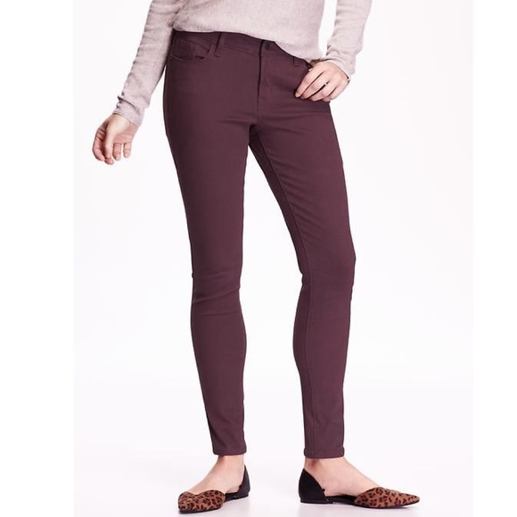 Old Navy Pants - Old Navy Rockstar Plum Sateen Skinny, Size 8 NWOT